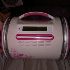 Pink Floral White CD Player AM/FM Radio Boombox Auxiliary Speaker Wpcd-270 Rare