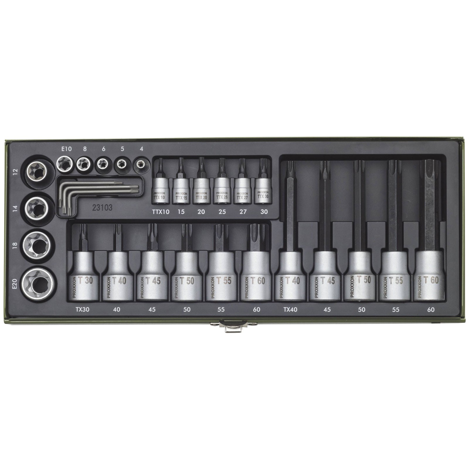 Proxxon Bit Set 1/2"" and 1/4"" Drive 29-Piece Chromium Vanadium Steel