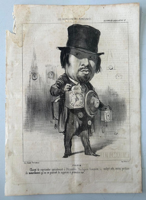 H. Daumier Lithographie - Peupin - Uhrmacher - Les Représentans - h.D. Original