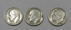 [Lot Of 3] 90% Silver Roosevelt Dimes, 1957-D, 1958-D, 1959-D - NR