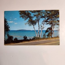View Driving Along Grand Traverse Bay City Michigan Shore Shoreline VTG Postcard