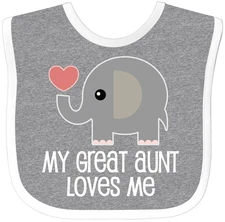 Inktastic Great Aunt Loves Me Elephant Baby Bib Grand Niece Nephew Clothes Girls