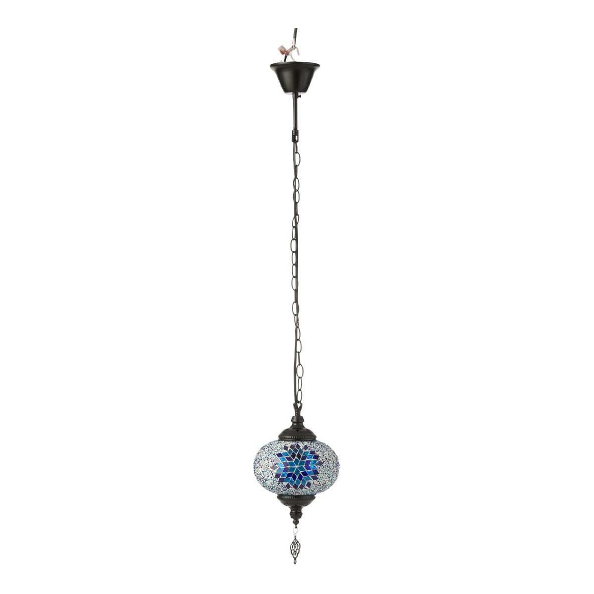 Suspension Mosaïque Neal 18cm Bleu en Verre Artisanal pour Éclairage Intérieur
