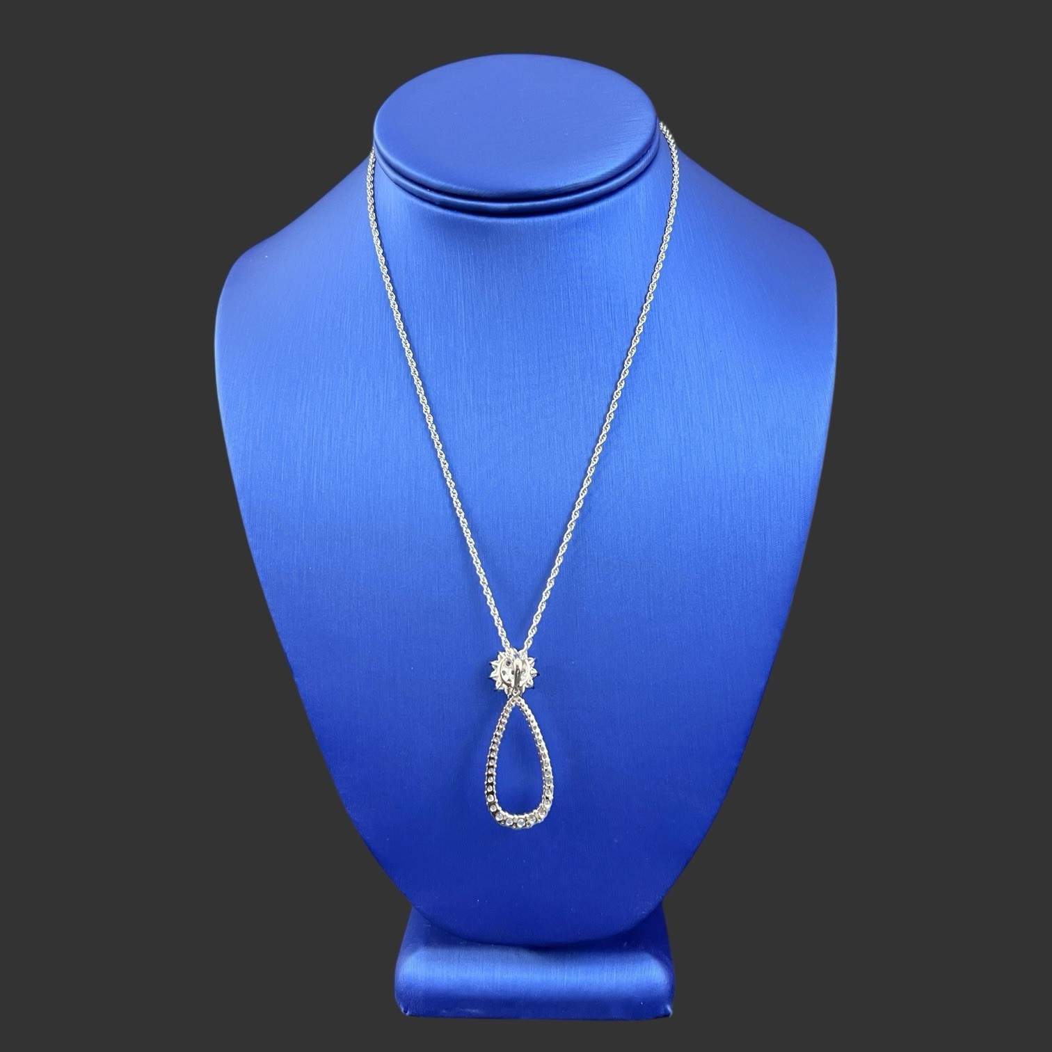 Vintage JBK Camrose & Kross Clear Crystal Pendant Chain Necklace VG+