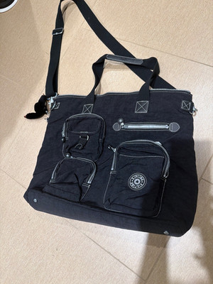Kipling nylon Black Tote Bag handbag or crossbody with Monkey Charm