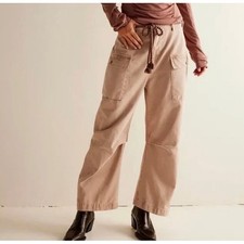 NEW We the Free People 4 Barrel Utility Pants Taupe Cargo Boho High Waist