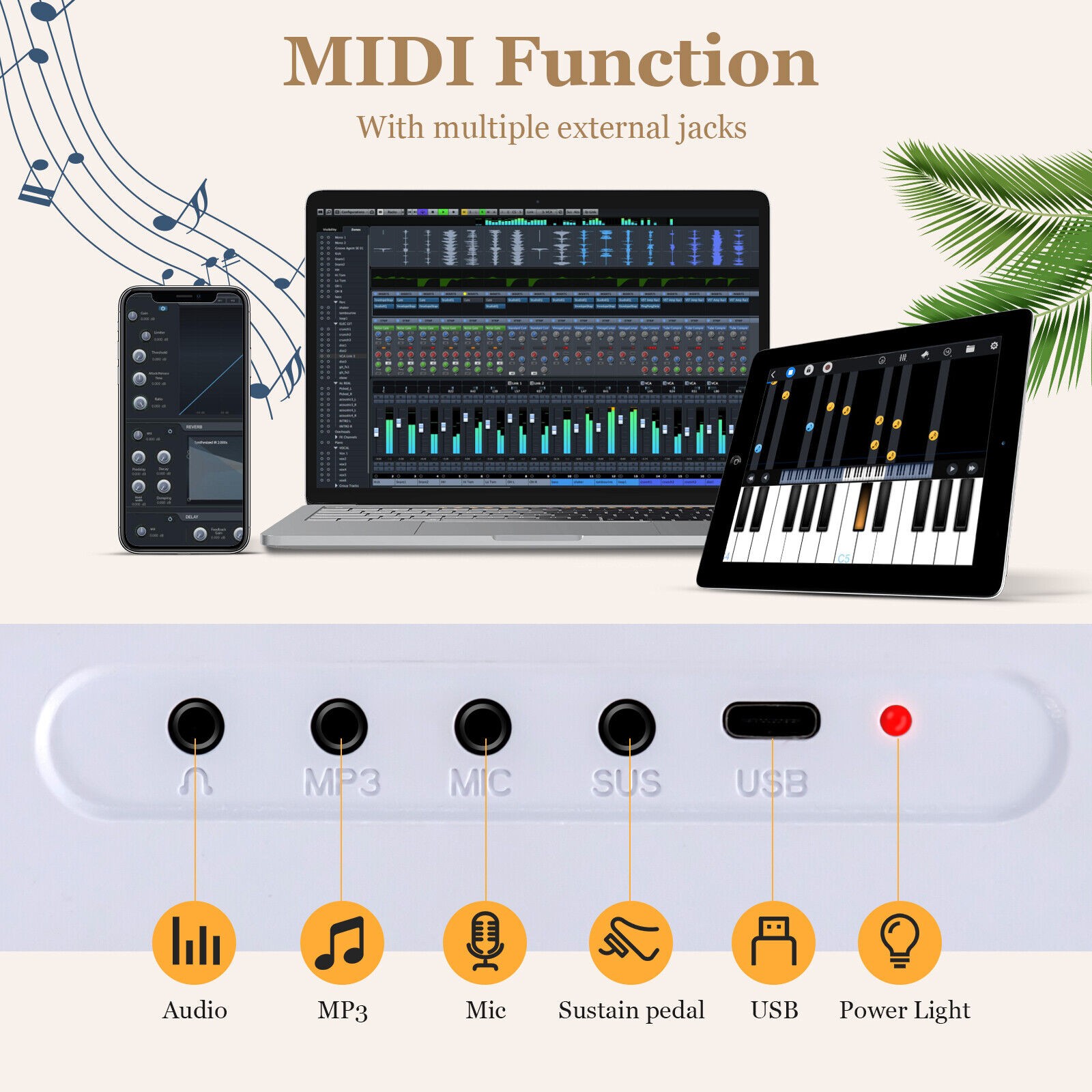 88-Key Foldable Digital Piano Full-size Semi Weighted Electronic Keyboard