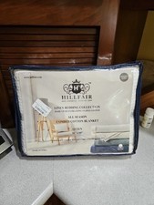 HILLFAIR 100 Combed Cotton Queen Size Bed Blanket Warm Soft All Season IVORY