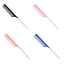 Pro Tail Comb Heat Resistant Teasing Combs with Stainless Steel Pintail Tool