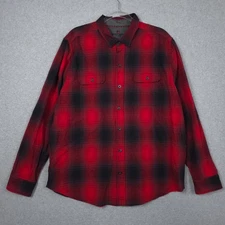 Woolrich Shirt Mens 2XL XXL Red Black Shadow Plaid Outdoor Fall Casual Button