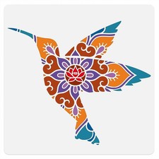 Hummingbird Mandala Floral Stencil Reusable Painting Template 11.8x11.8in