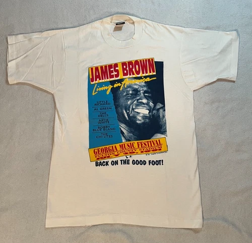 James Brown Living In America Tour Shirt Mens L 1990s vintage concert t-shirt, vintage, single stitch, B+ condition