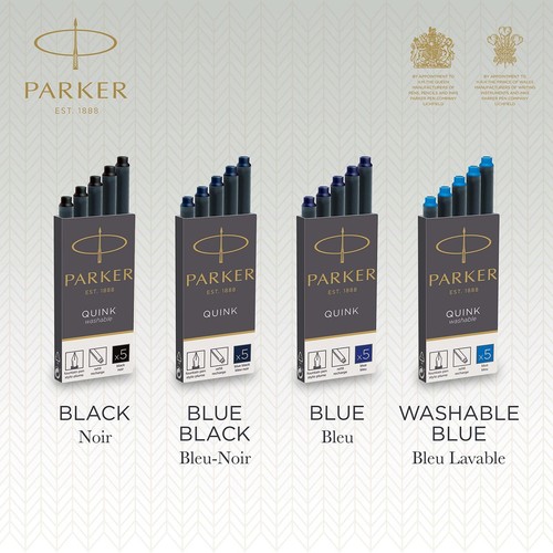 Parker QUINK waschbare blaue Füllfederhalter Tinte Nachfüllpatronen 5er Pack - Bild 7 von 7