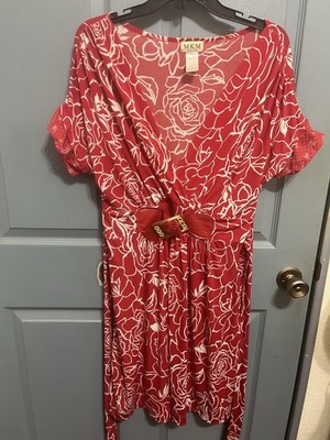 Women s Sz L Red V Neck Dress By MKM Designs