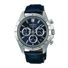 SEIKO SPIRIT SBTR019 Chronograph Quartz Blue Face Men's Watch Leather Band 40mm