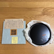 Japanisches Lack Tablett Miyazaki Shikki rund Hibiskus Design Urushi mit Box