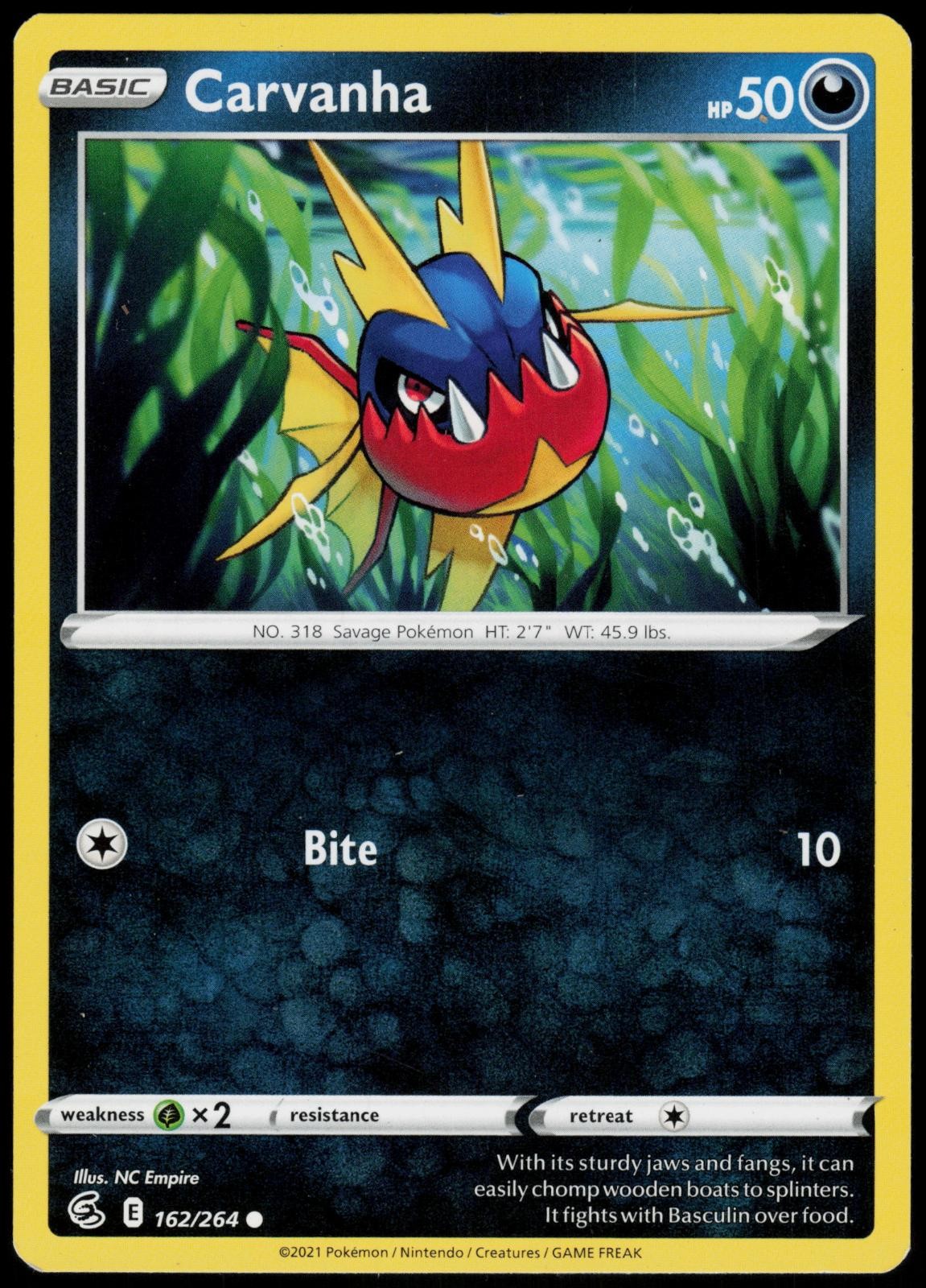 Carvanha 162/264 Fusion Strike Common Near Mint Pokemon TCG