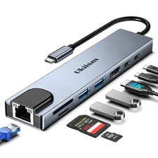 USB C Hub Ethernet HDMI Adapter, 8 in 1 Docking Station with 4K HDMI, RJ45 Et...