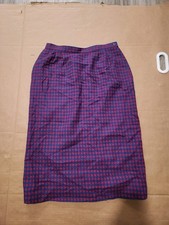 Rare VTG PENDLETON All Over Houndstooth Pattern Print Skirt 80s 90s Pink Teal 8