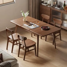 Solid Wood Extendable Dining Table for 4-8 People with Seamless Extension fro...