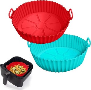 Reusable Silicone Air Fryer Liners 2 Pack, for 3–5 QT Non-Stick,Baking tray oven