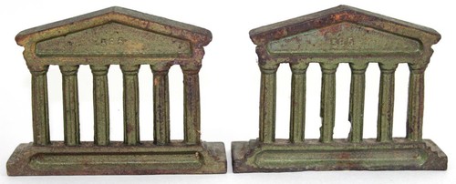 H.L. vintage Fermalibri a colonna greca Judd Co. Partenone decorazione tempio neoclassico - Foto 3 di 5