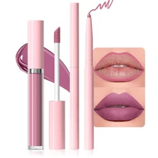 BestBy08/27 evpct Lip Liner Pencil & Lip Gloss Set Waterproof Matte Pink 09#