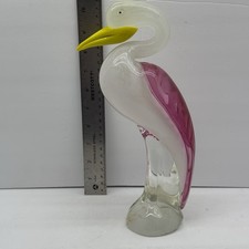 Vtg Murano Style Art Glass Heron Crane Pink Sommerso Wing Bullicante 10.5” MCM