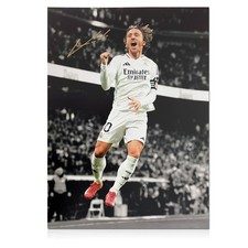 Luka Modric Signed Real Madrid Football Photo: Goal Celebration (Mono)