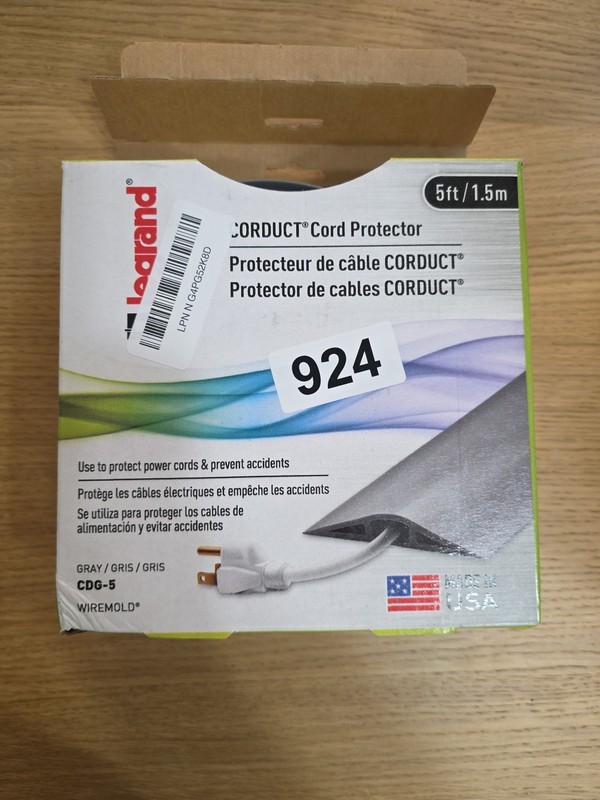 Legrand Wiremold, Corduct 5 ft. 1-Channel Over-Floor Cord Protector, Gray🔥# 924