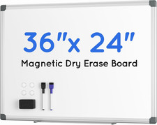 Magnetic Whiteboard, 36" X 24" Dry Erase Board for Wall, Silver Aluminum Frame,