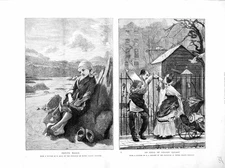 Old Antique Print 1872 Man Woman Romance Gregory Little Girl Beach Skill 19th