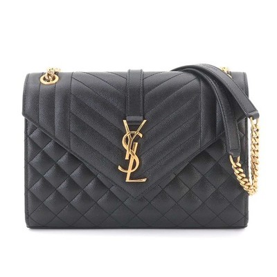 SAINT LAURENT Envelope Medium Chain Schultertasche Leder Schwarz 600185 90319736