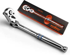 HORUSDY 3/8" Drive 90-Tooth Flex Head Ratchet Handle, 180° Adjustable CR-V Ratc
