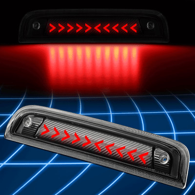 For 14-20 Silverado Sierra Carbon Fiber Sequential Arrow LED Third Brake Light