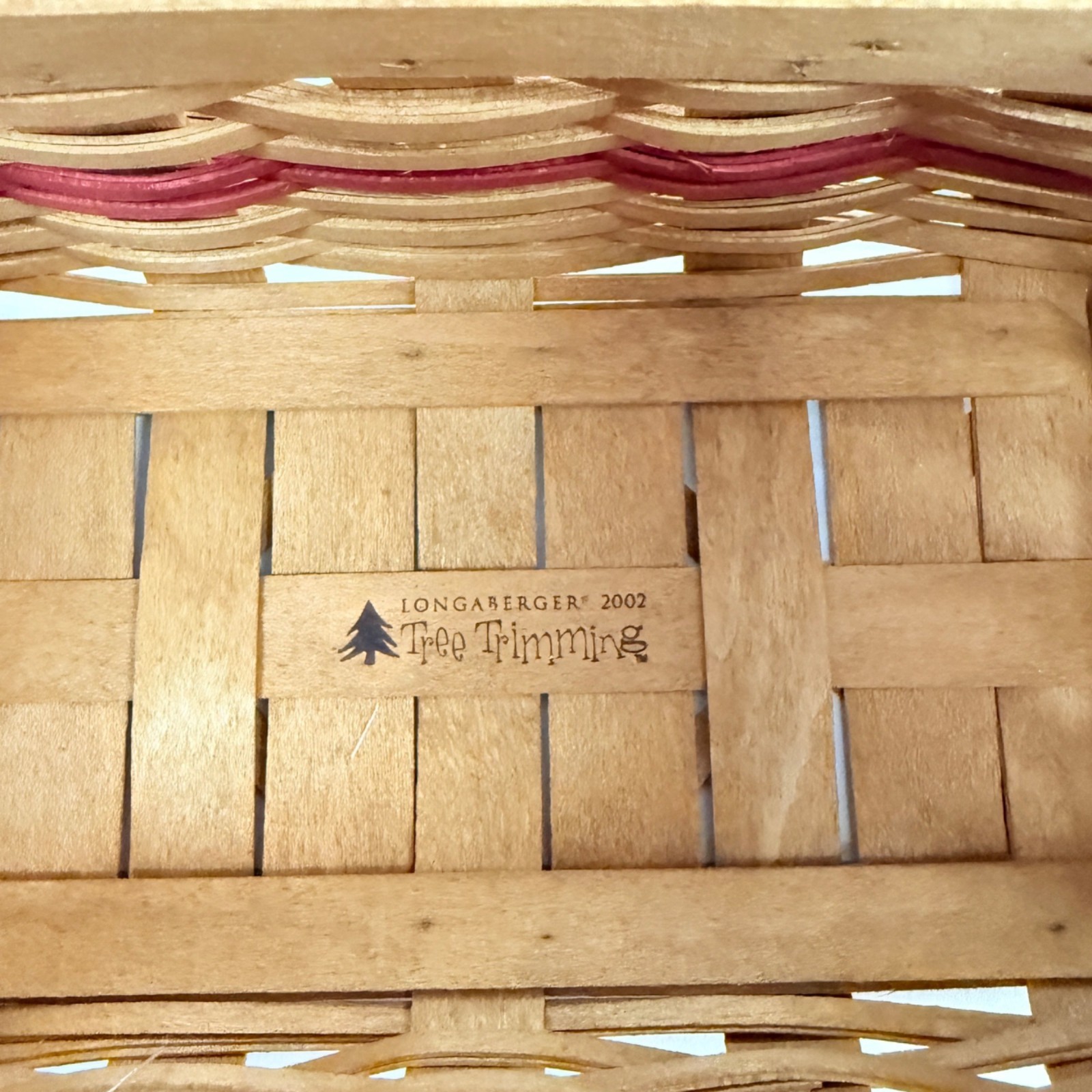 New Longaberger 2002 Tree Trimming Treats Basket Liner Protector Tie On Holiday
