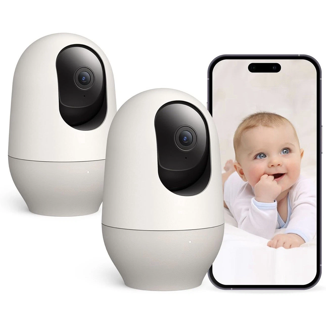 Nooie 360 Cam Full-Range Motion Tracking Camera WiFi Baby Monitor - 2 Pack