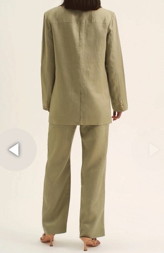 NWT OWNLEY Sz S 8 Sage Green Linen Dawson Oversized Single Breasted Blazer - Picture 6 of 7