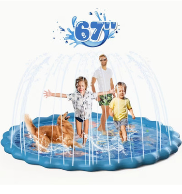 67  Sprinkler Splash Pad Toddlers Kids Water Spray Play Mat Backyard Pool Aged 3
