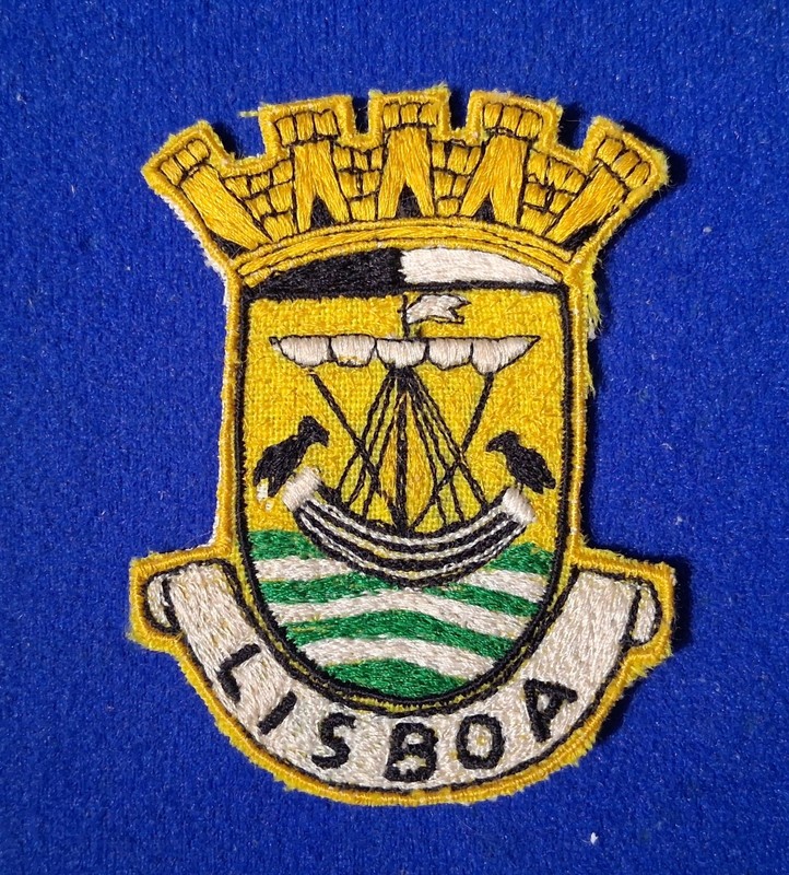 1950s Iberia Lisboa Lisbon Portugal Coat Of Arms Travel Souvenir Shield Patch