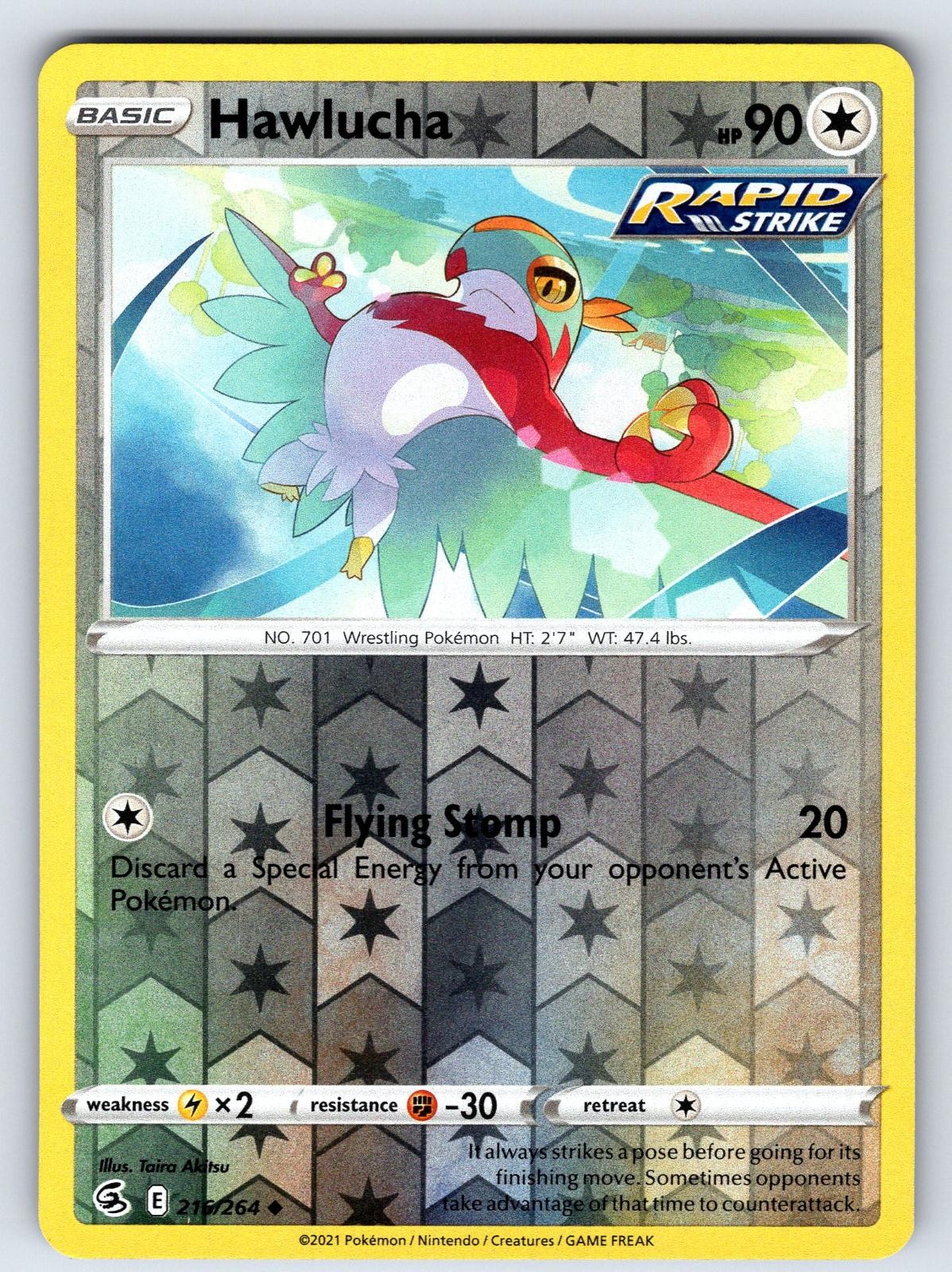 Hawlucha 216/264 Uncommon Fusion Strike Pokemon Reverse Holo Near Mint
