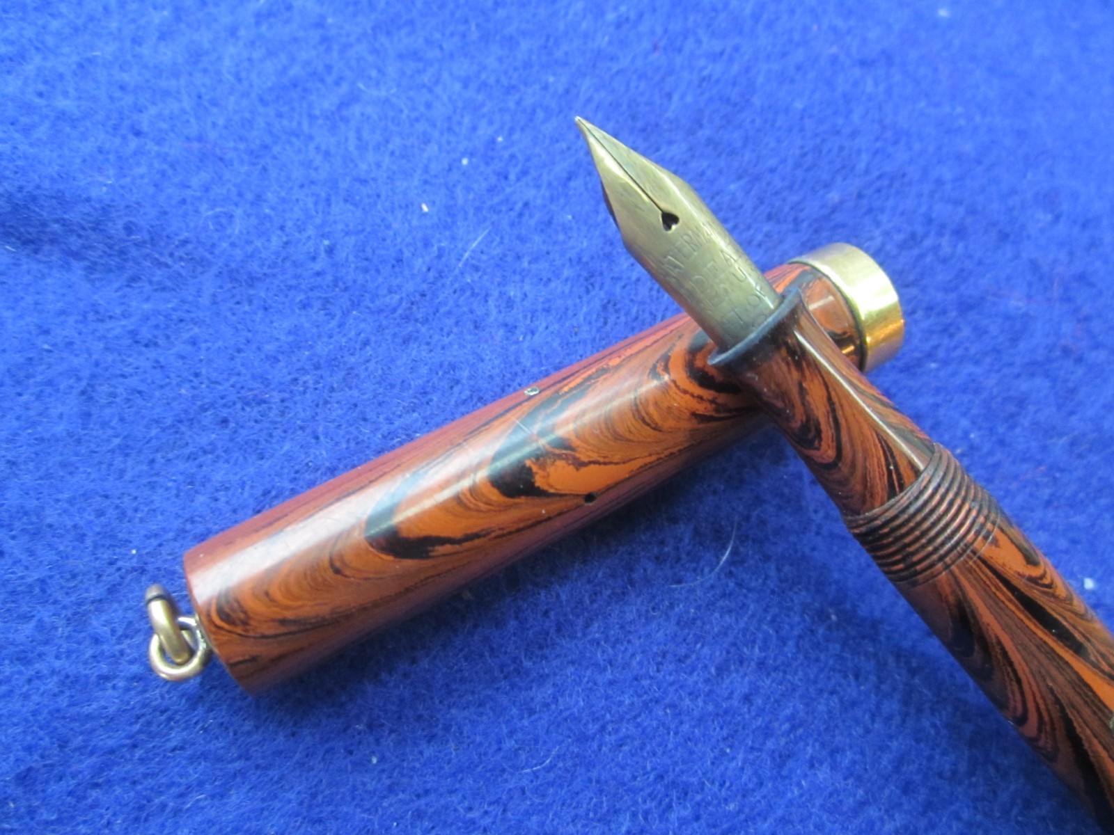 Waterman Fountain Pen "Red Ripple" Original Gold Nib ca. 1920's- Model 52 1/2 V