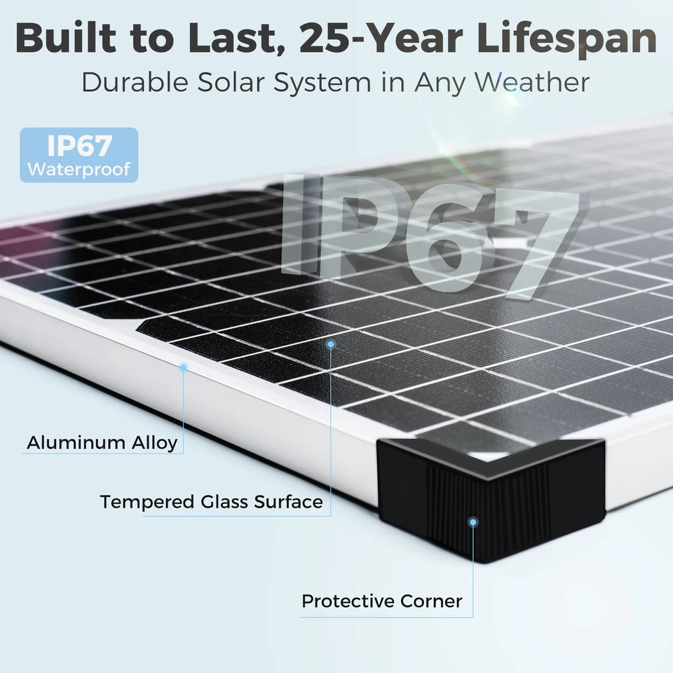 12V Solar Battery Trickle Charger 10W-50W Solar Panel Maintainer for Car RV Boat - Image 3 of 4