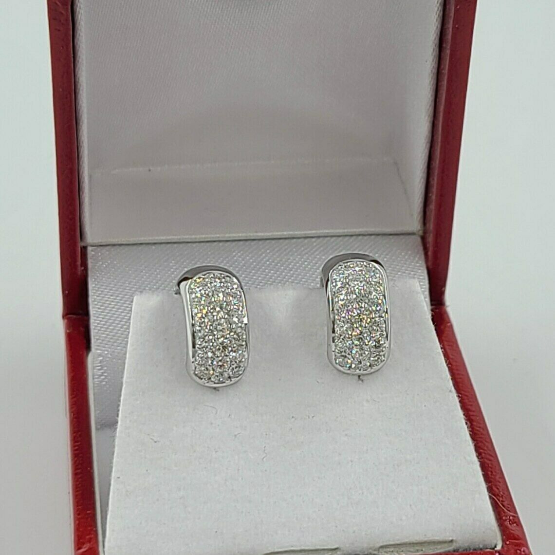 2Ct Round Moissanite Hoop Earrings in 14k White Gold Plated Silver