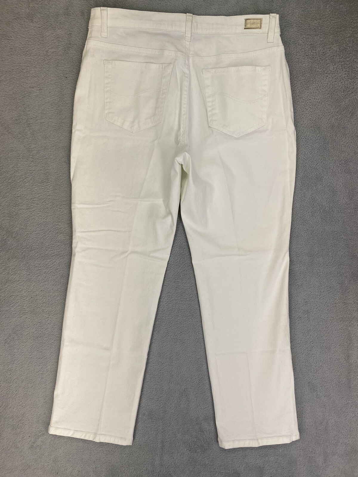 LEE Womens RELAXED FIT Straight Leg MID RISE White Denim Jeans Size 12 Short eBay