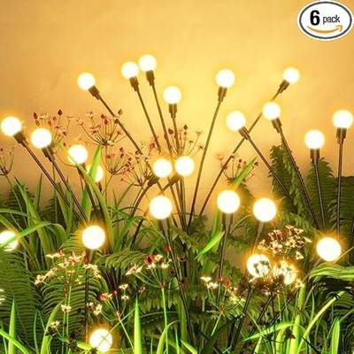 Flumy Solar Lights Outdoor Waterproof 6 Pack, Upgraded Outdoor Firefly 6 Pack