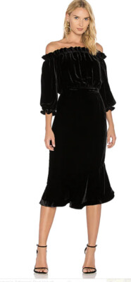 Saloni Velvet Dress Grace Black Sz UK8 US4 $650 | eBay Saloni Velvet Dress Grace Black Sz UK8 US4 $650 | eBay