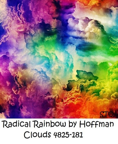 Colorful Radical Rainbow Clouds Cotton Quilt Fabric by Hoffman BTY 4825-181 - 第 1/9 張圖片