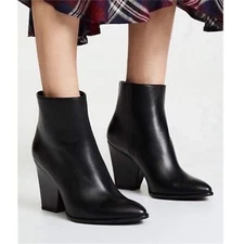 Stuart Weitzman Bedford Ankle Bootie Black Leather Size 7.5 M MSRP $535