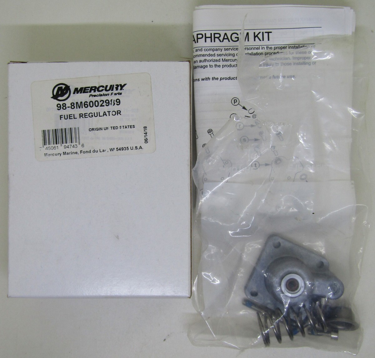 New Mercury Marine Boat OEM Fuel Regulator Part No. 98-8M6002989